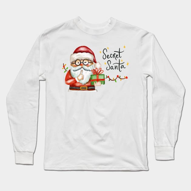 Santa Claus Secret Santa Long Sleeve T-Shirt by Mako Design 